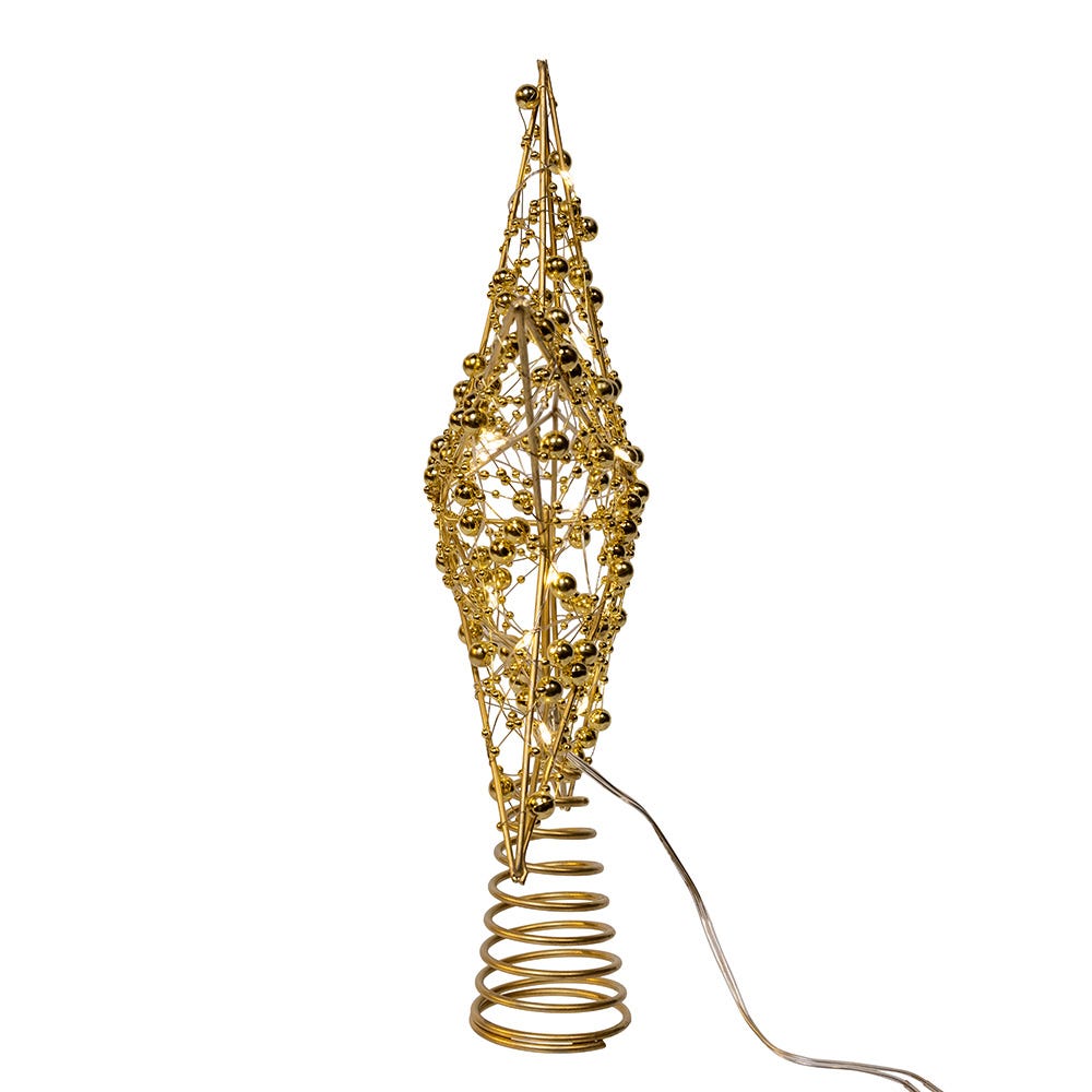 Kurt Adler 11.8-Inch Battery Operated LED Lighted 5-Point Gold Metal Star Tree Topper